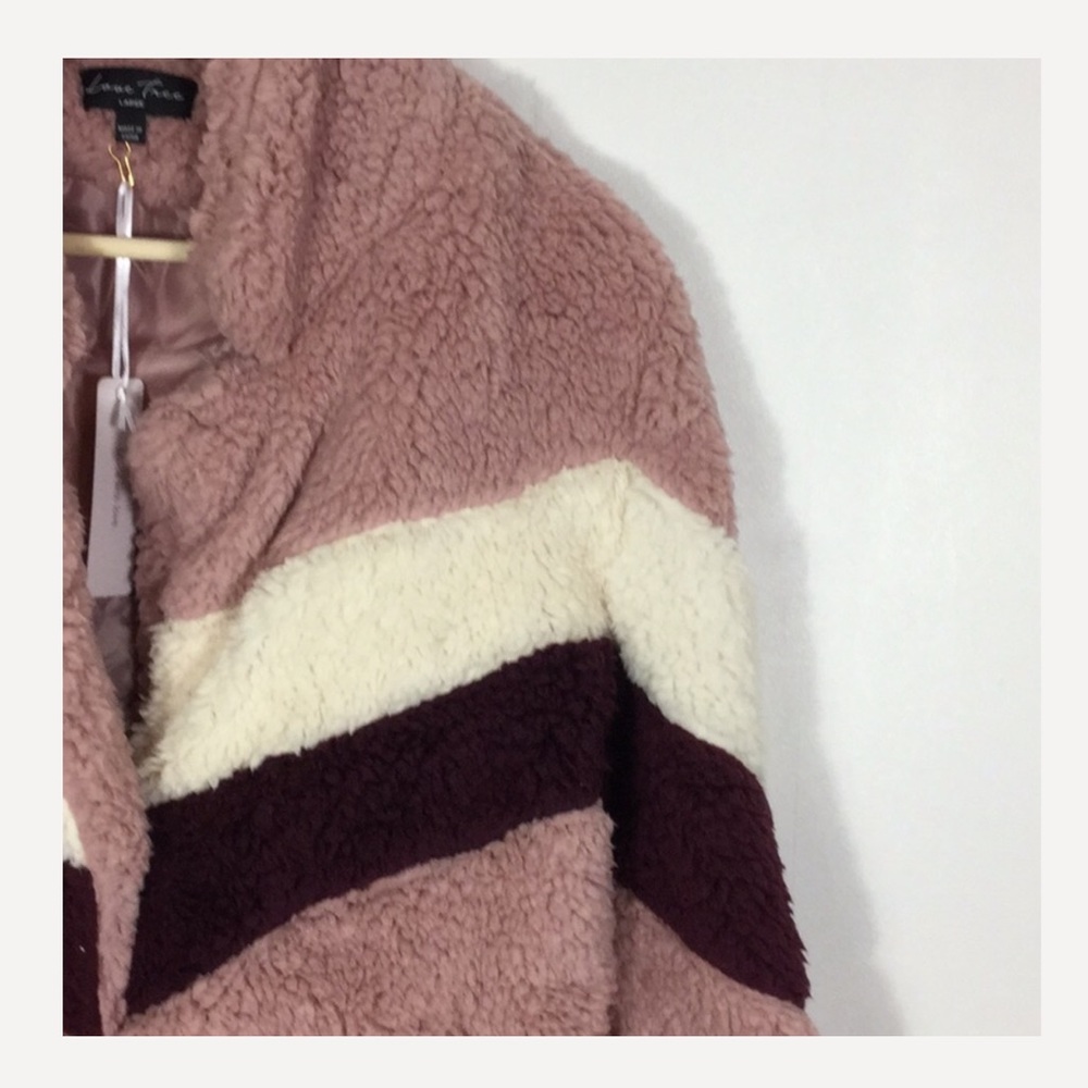 Sherpa teddy bear vintage strip coat M - Picture 7 of 7